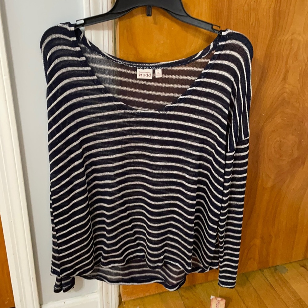 Mudd Navy and White Stripped Sweater Large